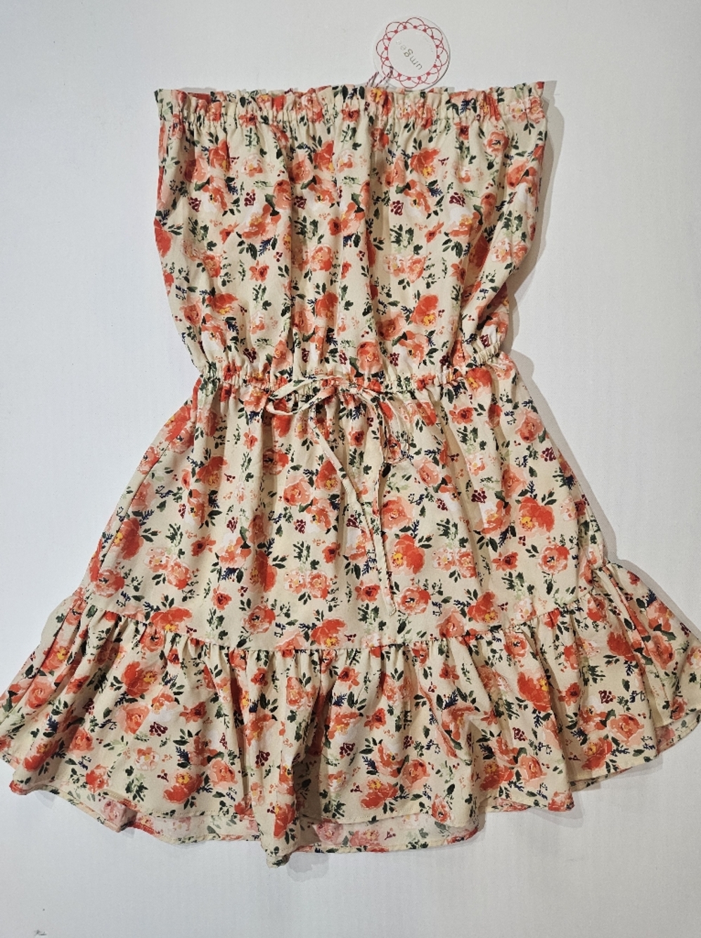 NWT Umgee Mini Dress Womens Size Small‎ Cream Pink Floral Cottagecore Boho Chic